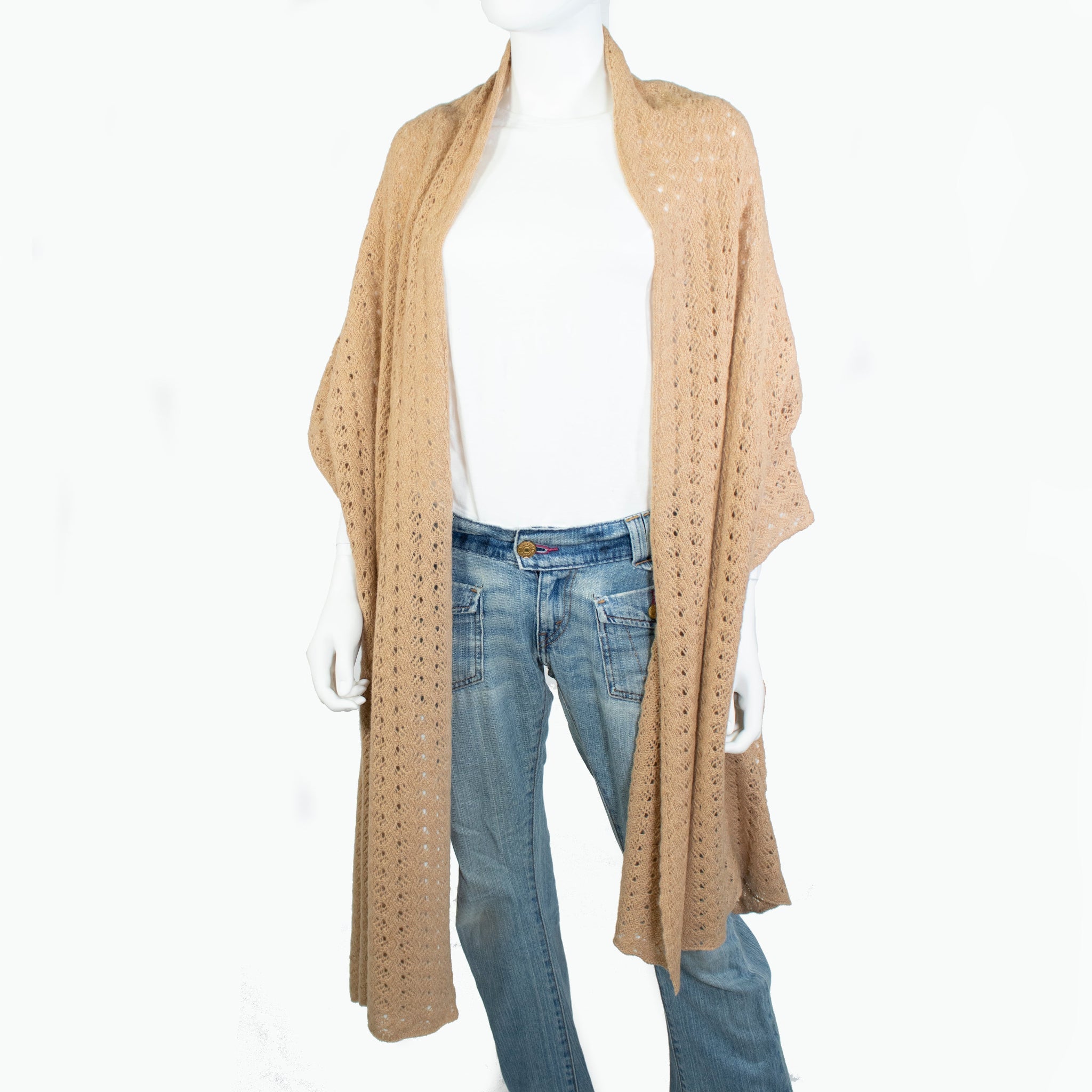 OPEN WORK CASHMERE WRAP