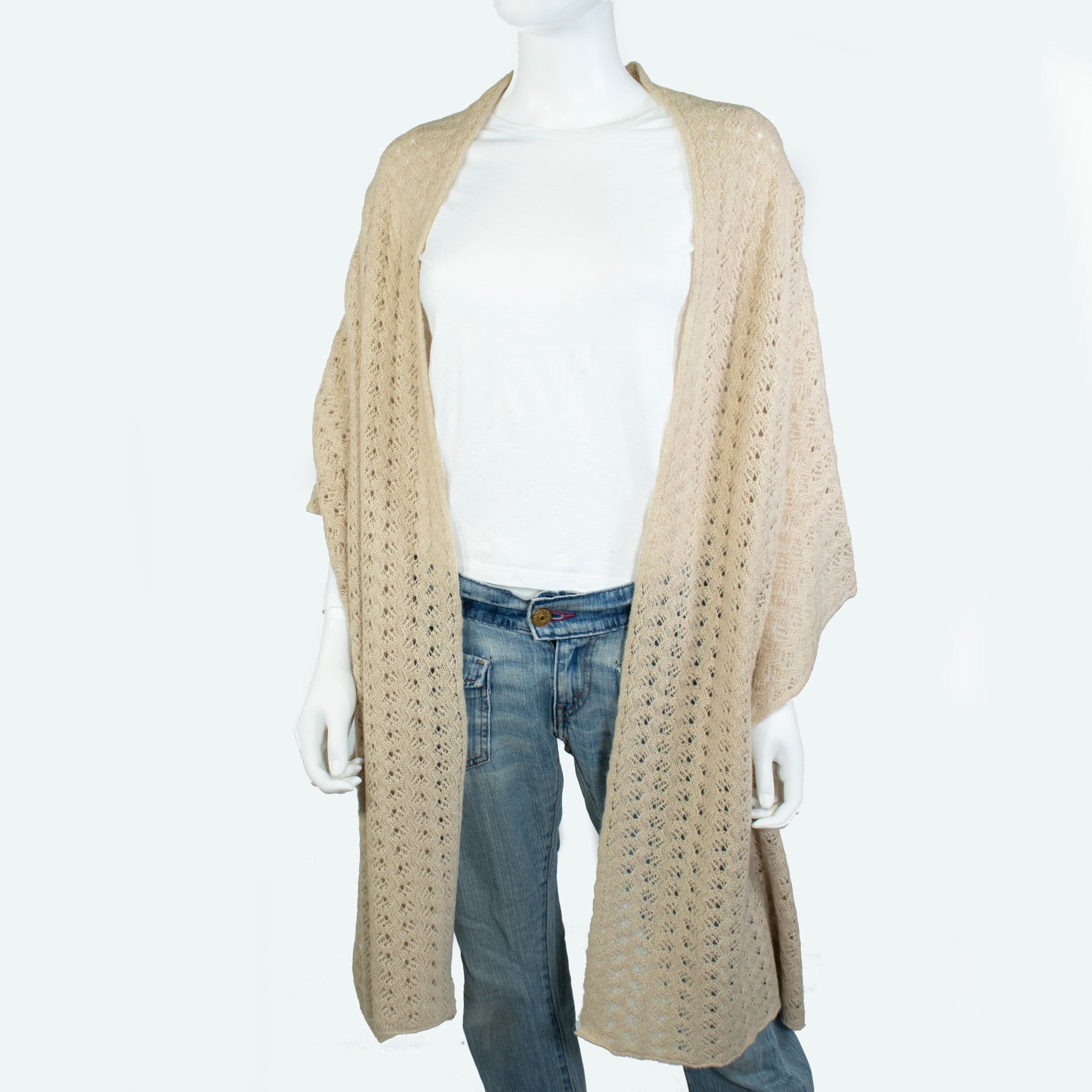 OPEN WORK CASHMERE WRAP