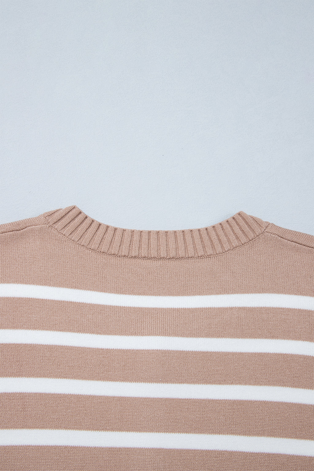 Khaki Stripe Button Down Short Sleeve Knit Plus Size Cardigan